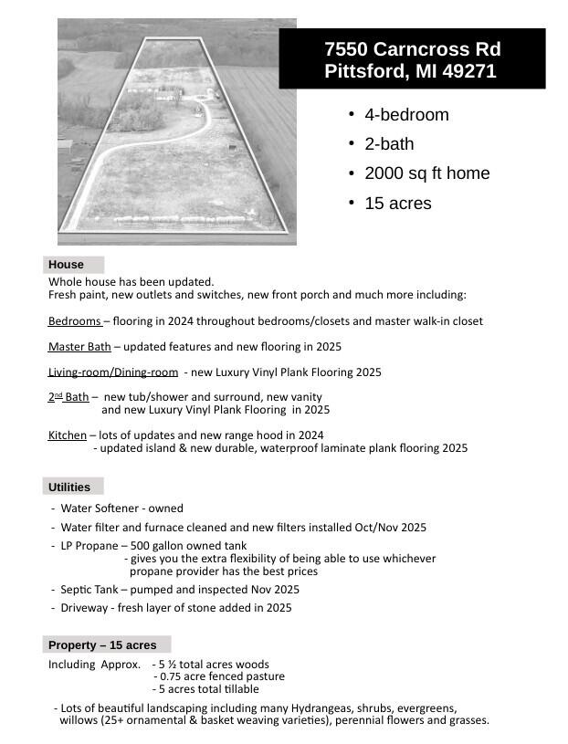 Homes for sale in Pittsford, MI | 7550 Carncross Rd, Pittsford, MI 49271 | MLS# 70506269