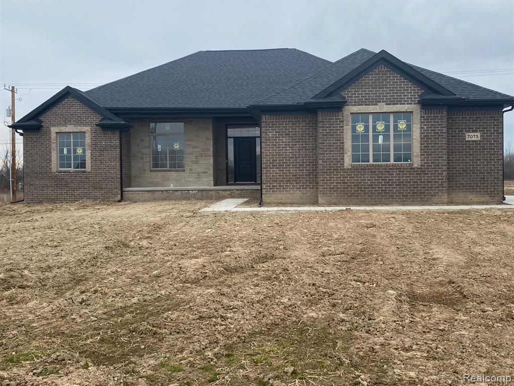 This New Construction home is a must see! Featuring A Beautiful Brick Ranch on 2 spacious country acres. Comes with several custom features homeowners will love, including maintenance free exterior, custom cabinets, granite counter tops, gorgeous foyer entry, beautiful spacious open floor plan with plenty of storage space including a very large pantry. In addition, enjoy upgraded 9ft basement ceilings, and a beautiful covered front porch! Even more exciting for the new homeowner is being able to pick out your colors, paint, cabinets, countertops etc. if you purchase before those areas of the construction phase are still pending. Enjoy paved roads, natural gas, Almont schools, and close to Van Dyke for easy travel, and access to shopping and dining. Call today to schedule a showing of this beautiful home, you're going to love it! Total square footage and room sizes are estimates. New Construction / Taxes and SEV are estimates only.